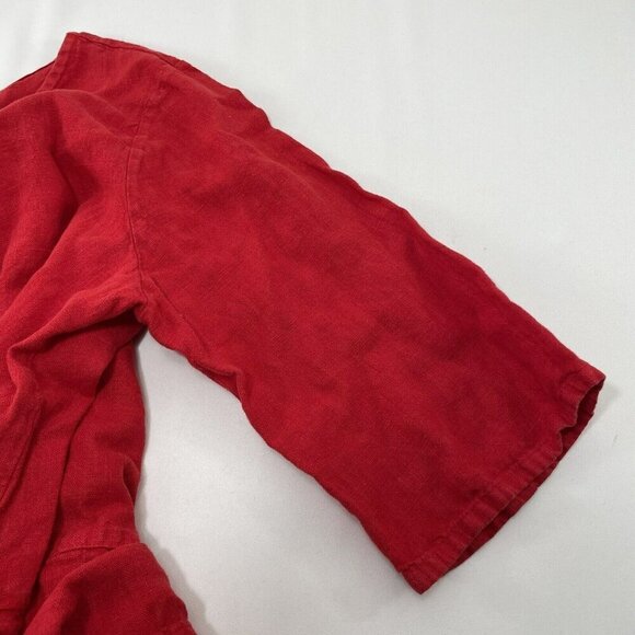 Bryn Walker Linen Blouse Tunic Women Size S Loose Lagenlook Red Beach Relax Boho - Picture 5 of 12